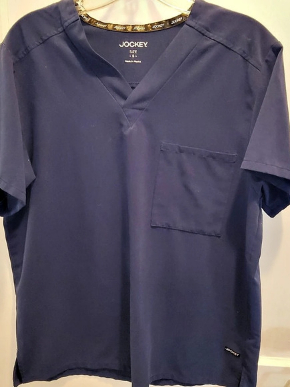 Jockey Women'Small V-Neck Crossover Scrub Top Blue Small